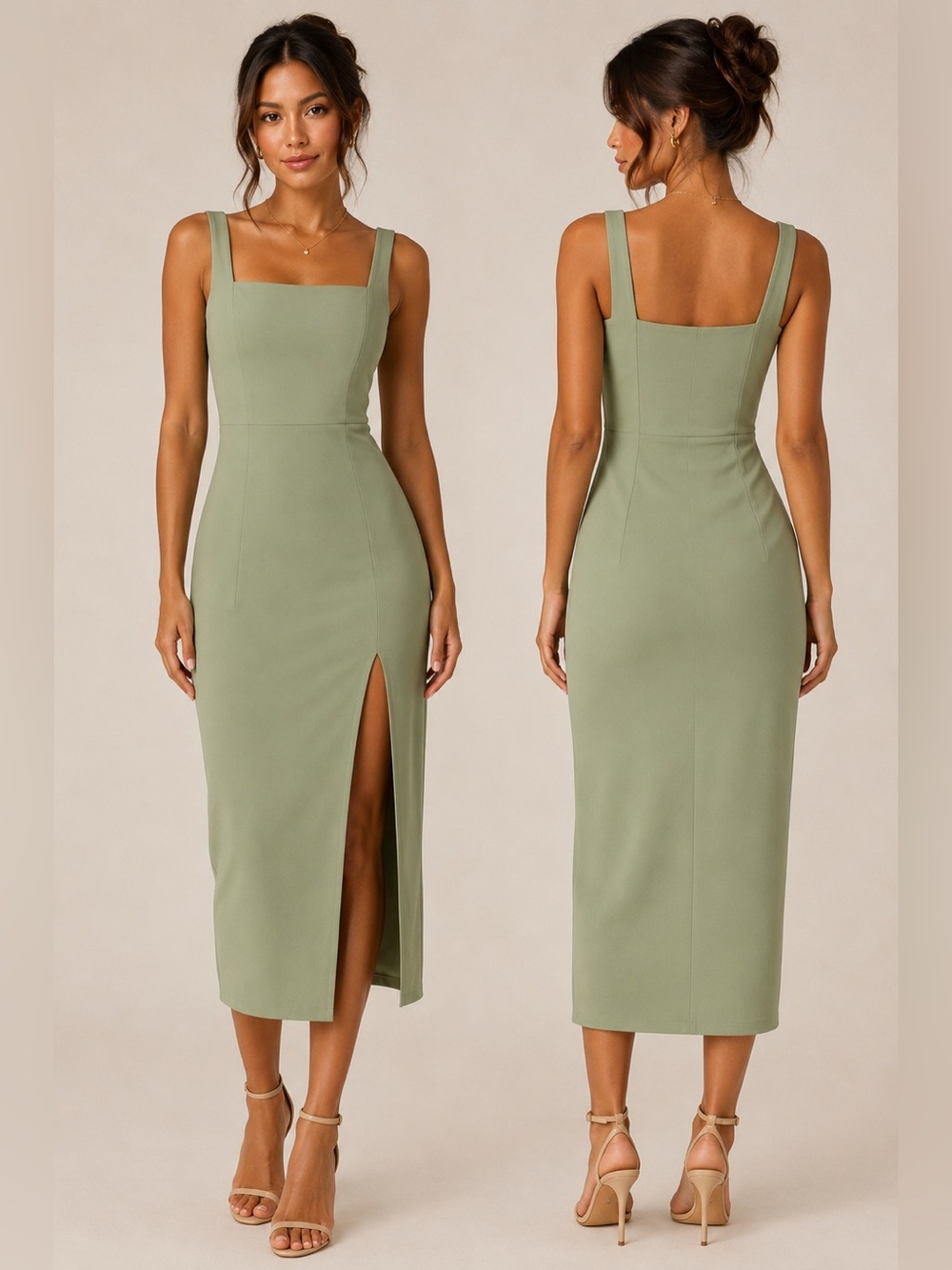 NWOT Show Me Your Mumu Moss Sage Green Off Shoulder Leg Slit Maxi Gown XXS HOCO